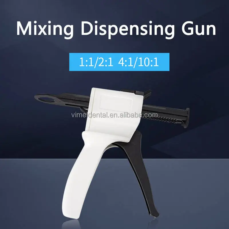 Dental Impression Mixing Dispensing Gun Universal 1:1/1:2 Mixing Silicone Rubber Tray Dispenser Gun 4:1/10:1 Dentist Tools