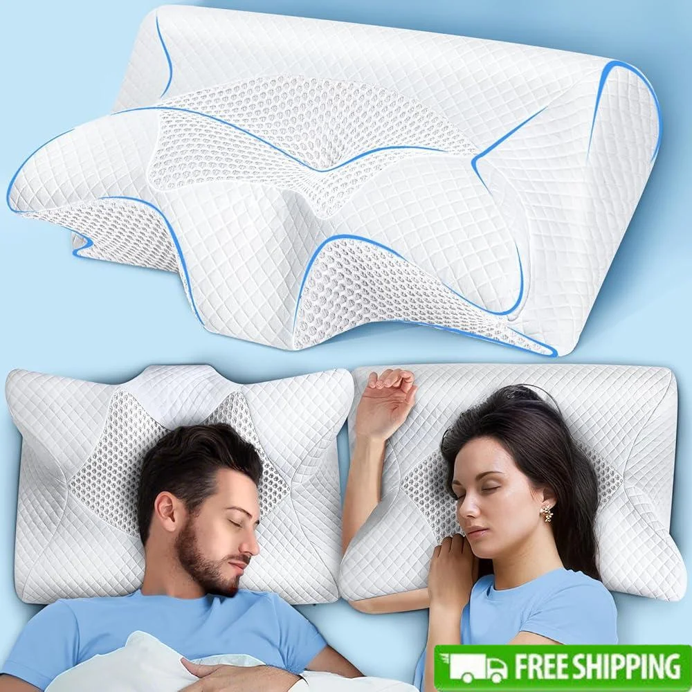 

Эргономичная подушка для шеи из пены с эффектом памяти, облегчение боли, ортопедическая подушка, боковые спицы, уменьшение храпа, контурный дизайн