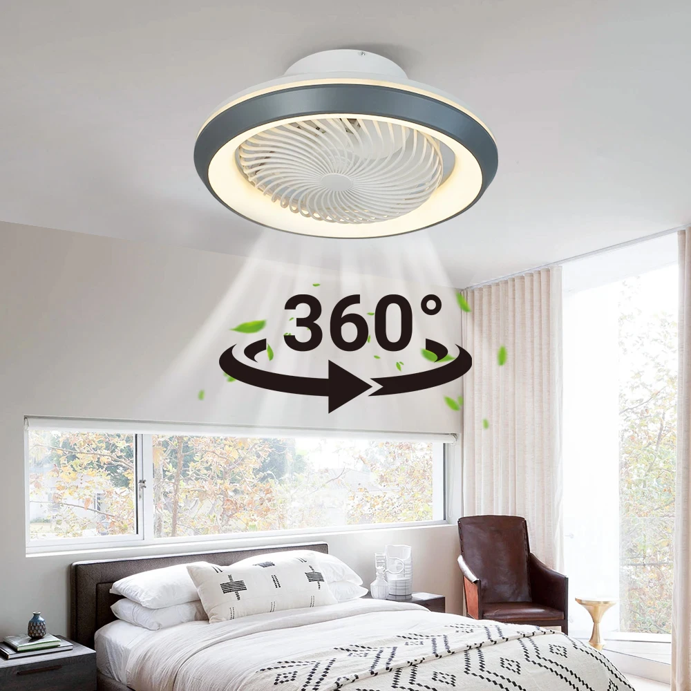 360 Shaking Closed Circular Fan Light with Remote Control, Bedroom Fan Light, Living Room Bedroom Dining Room Ceiling Light