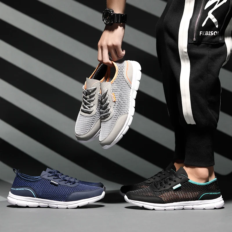 2023 New Men Walking Casual Shoes Lightweight Soft Low Top Comfortable Sneakers Outdoor Men Mesh Sports Shoes Tenis Masculino