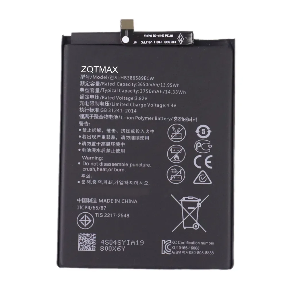 HB386589ECW 3750mAh Battery For Huawei P10 PLUS View 10 Honor 8x 20 Play 9x Lite Mate 20 Lite Nova 3 4 5T Phone Battery Bateria