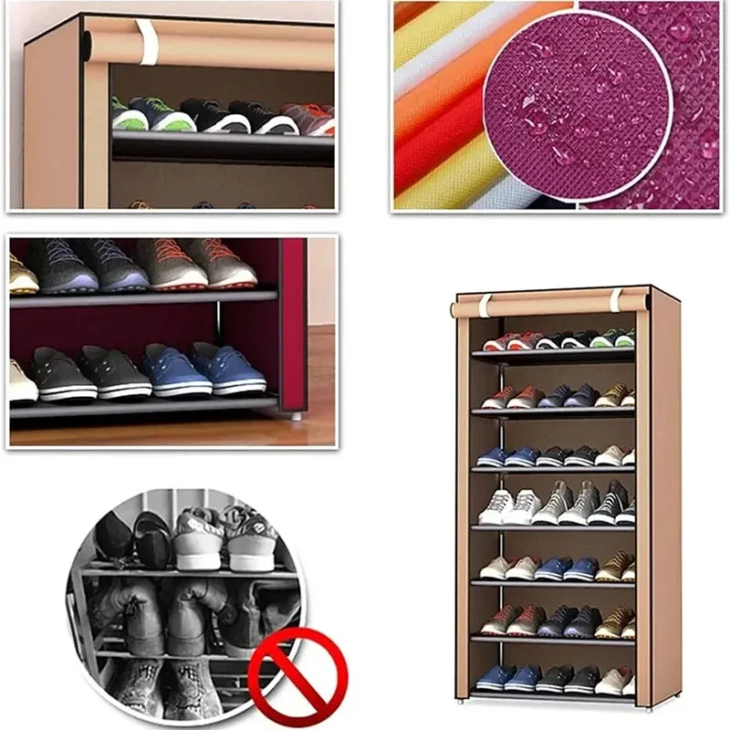 Dustproof Fabric Shoe Cabinet Organizer Multilayer Shoe Rack Nonwovens Simple Storage Economic Type Shoe Rack Cabinet Household