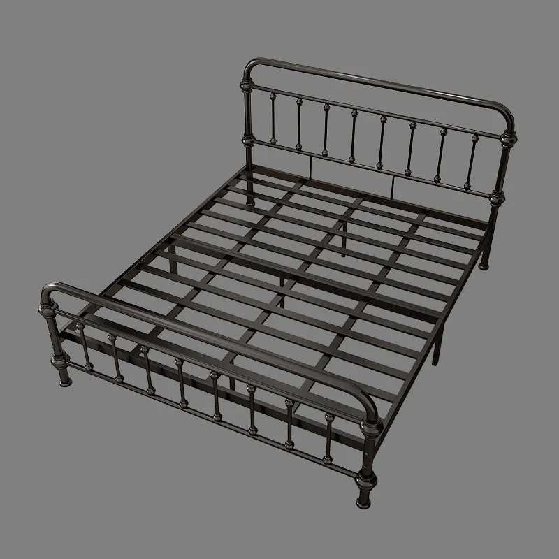 European wrought iron bed simple modern Nordic 1.5m single bed reinforced thickened base de cama king size bedroom furniture
