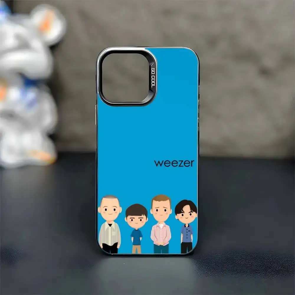 حافظة هاتف Band W-Weezer لهاتف iPhone17,16,15,14,13,12,11 Plus، Pro Max غطاء أسود غير لامع مقاوم للصدمات