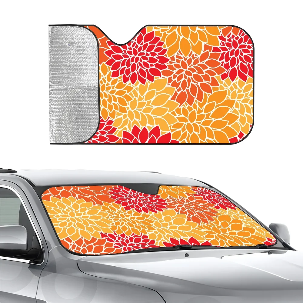 

Dahlia Flower Pattern Car SunSha Heat-insulating Aluminum Film Windshield Sunshas UV Rays Blocks Car Sun Visor Protector