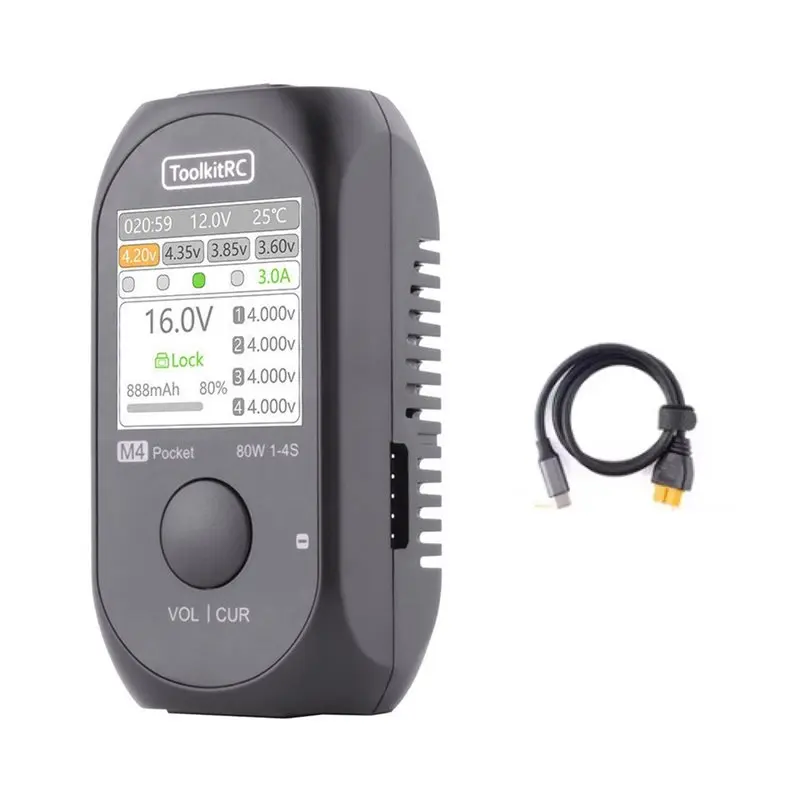 equilibrador-toolkitrc-m4pocket-de-80w-5a-con-salida-usb-c-xt30-xt60-y-cable-adaptador-sc100-xt60-para-baterias-lipo-de-1-a-4s