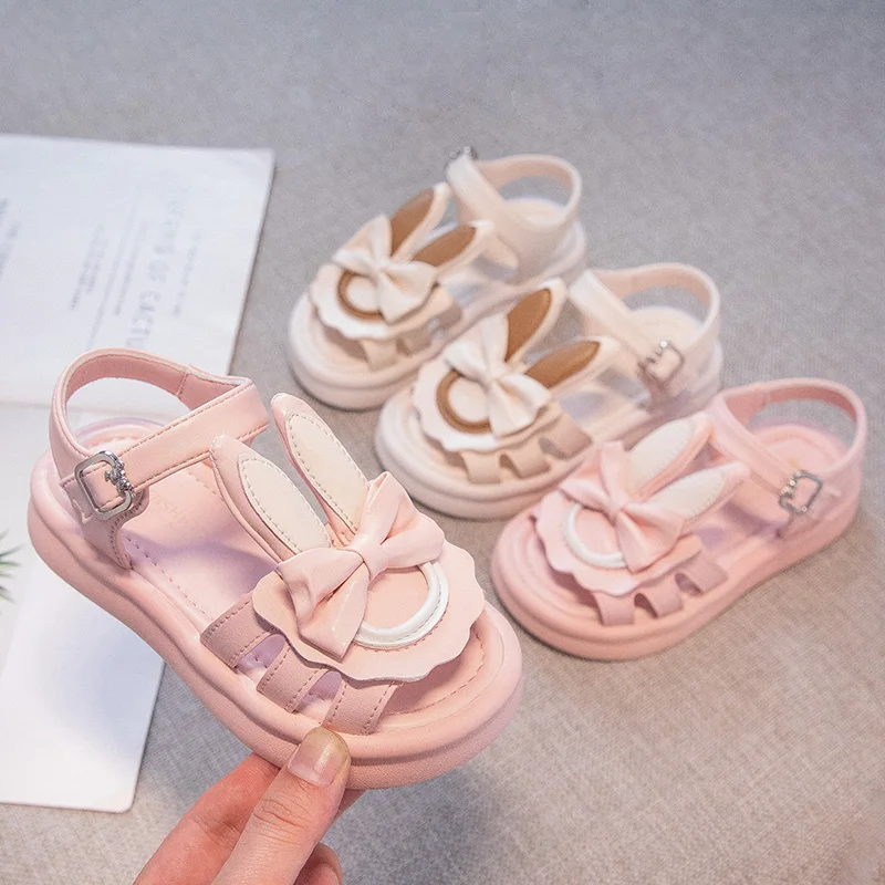Girls Lace Princess Sandals Lolita Style Children Summer Beach Shoes Color Matching Fashion Kids Party Wedding Shoes with Bunny