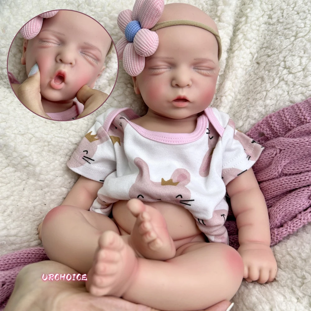 

18Inch Sleep Baby Girl Full Soft Silicone Reborn Doll Handmade Realistic Washable Visible Veins Doll for Elderly Companion