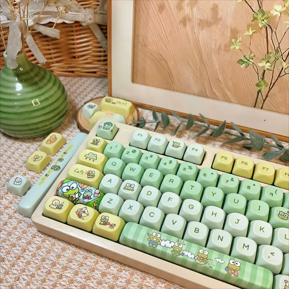 

Big-eyed frog 137-key MOA keyboard keycaps, custom keycaps, green, cute keycaps, mechanical keyboard accessories