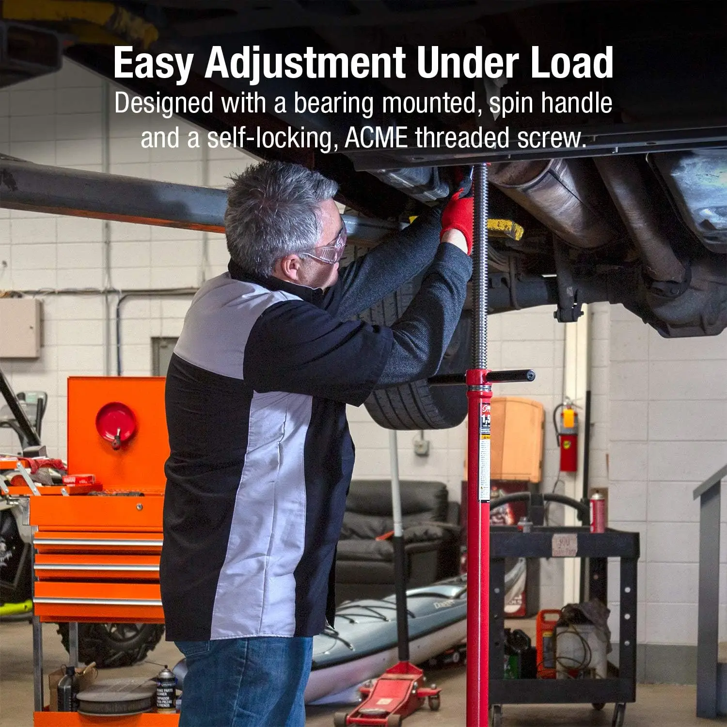 3/4 Ton Underhoist Support Stand with 12" Base, Contoured Saddle & Self-Locking Screw for Vehicle Components