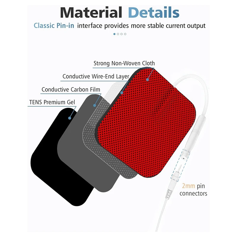 AT02-40PCS Value Pack TENS Unit Replacement Pads, Reusable Latex-Free Electrodes Pads Compatible With TENS Machine