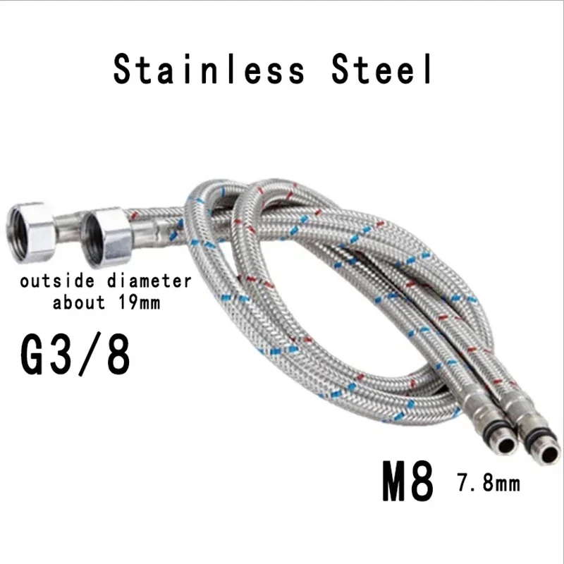   G1/2 G3/8 70cm 1 Pair Stainless Steel Flexible Plumbing Pipe Nylon Hot and Mixer pull out kitchen Faucet accessorie Hoses