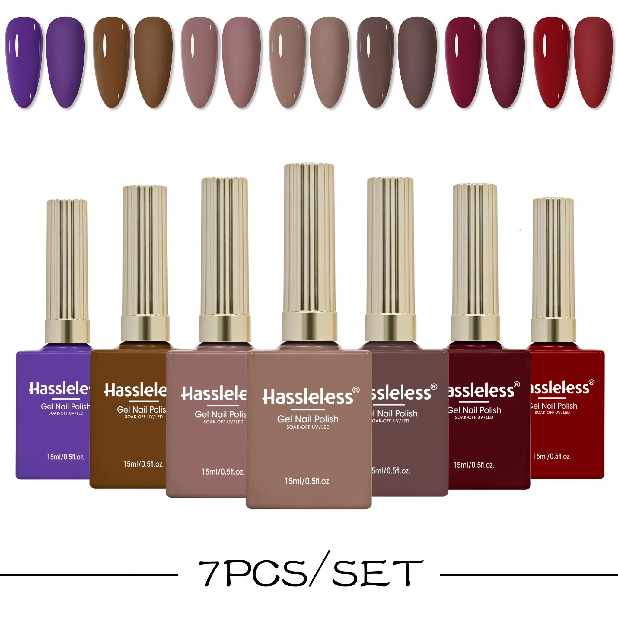 Hassleless 7Pcs Nail Polish Gel Set, Salon-Quality Manicure Effect, Colorful Nail Gel Set, Is a Great Holiday or Birthday Gift for Friends