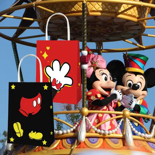 Imagen 2 del producto Bolsa de papel de Disney de 12 piezas, bolsa de regalo de gran capacidad con dibujos animados de Mickey y Minnie, regalo de Festival de cumpleaños, bolso de papel Kraft