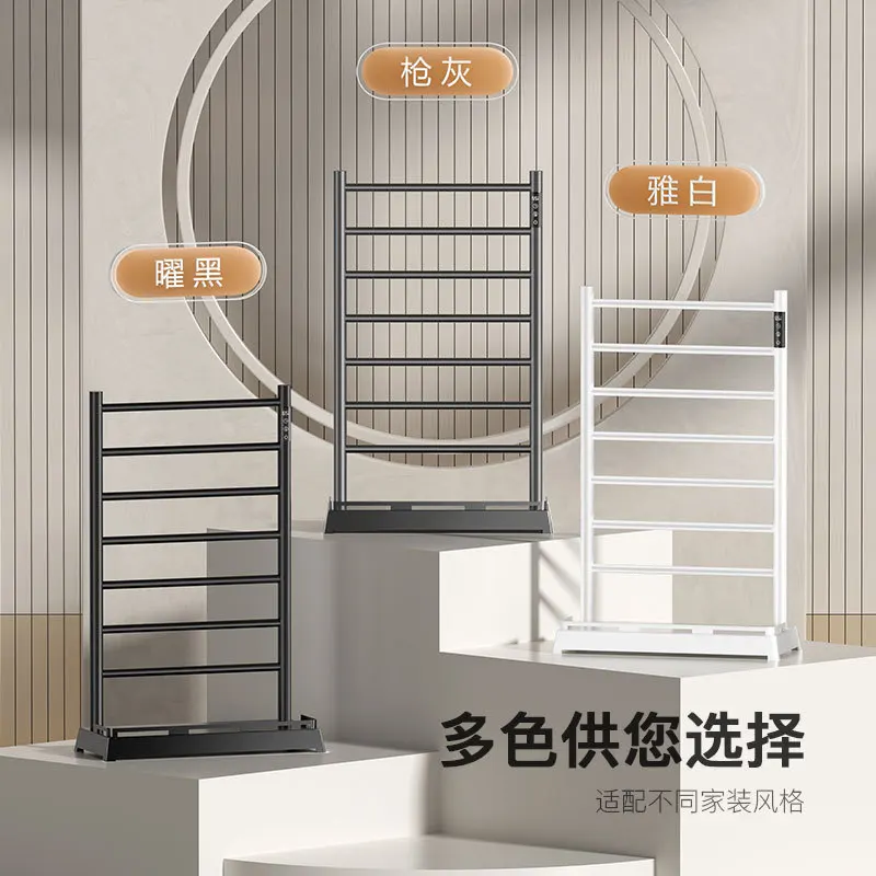 Intelligent carbon fiber constant temperature heating electric towel rack, floor standing creative storage rack,