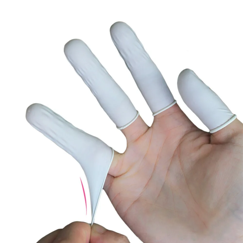300pcs Powder Free Disposable Finger Cots Milk White Non-Slip Latex Finger Protectors Natural Latex Anti-Static Fingertip Covers