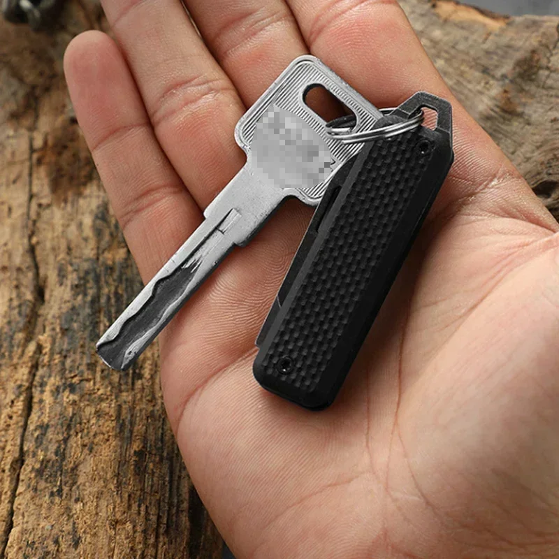 Mini High Hardness D2 Steel Folding Knife G10 Handle Keychain Self-defense Knife Disassembly Express Delivery EDC Knife Hunting