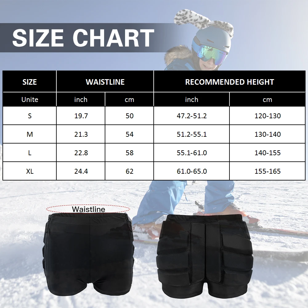 Kids Ice Skating Hip Protection Crash Shorts Black S/M/L/XL Sizes 22cm x 19cm x 5cm High-Elastic Fabric 200g 1 Piece