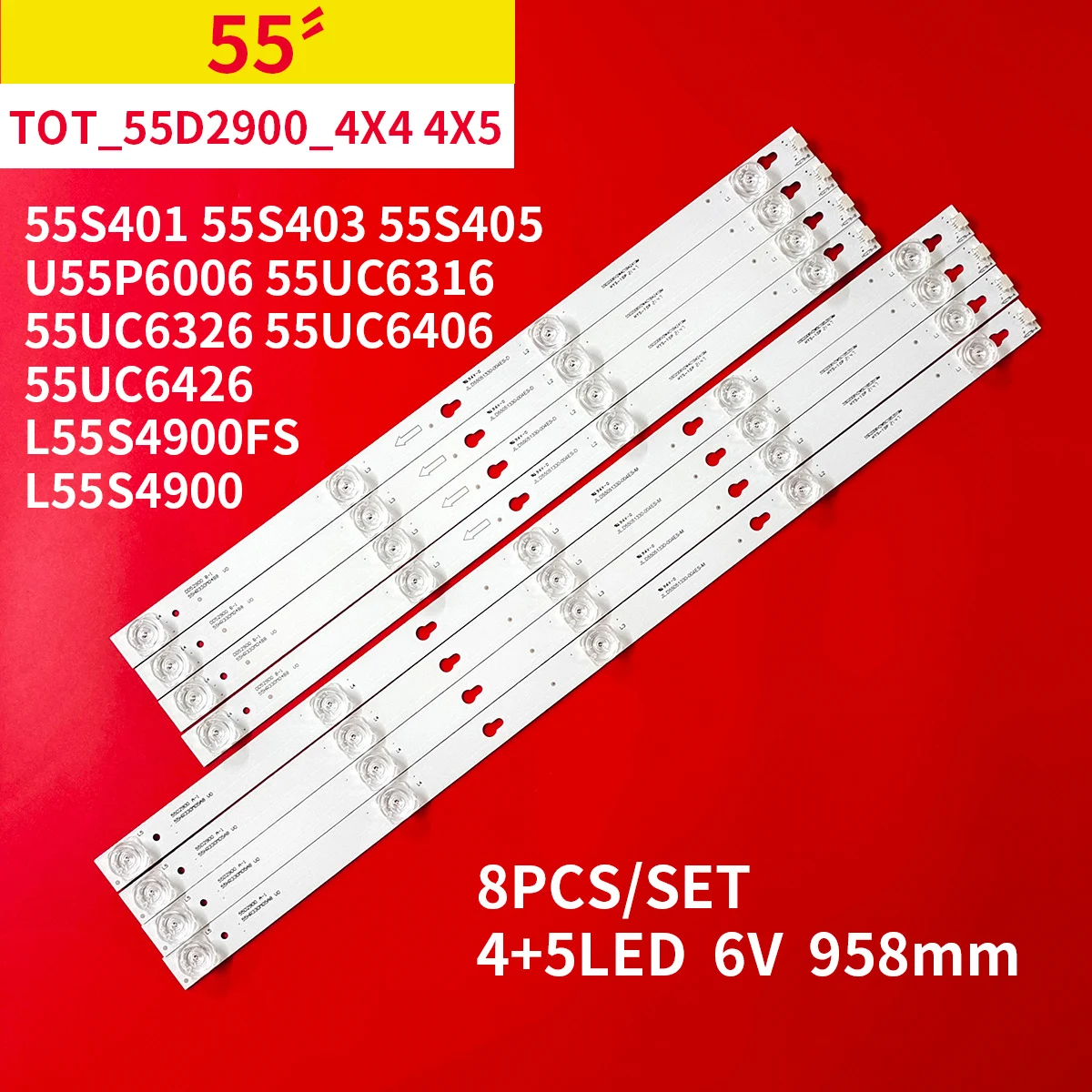 8 sztuk/zestaw listwa oświetleniowa LED do telewizora TCL 55 \