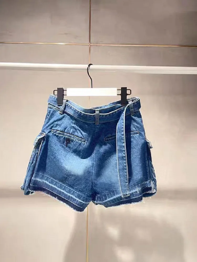 FOG SACAI Casual Denim orts Spring Summer 2024 New Sle Double Sided Large ket Belt Versatile orts High Waist Straigh...