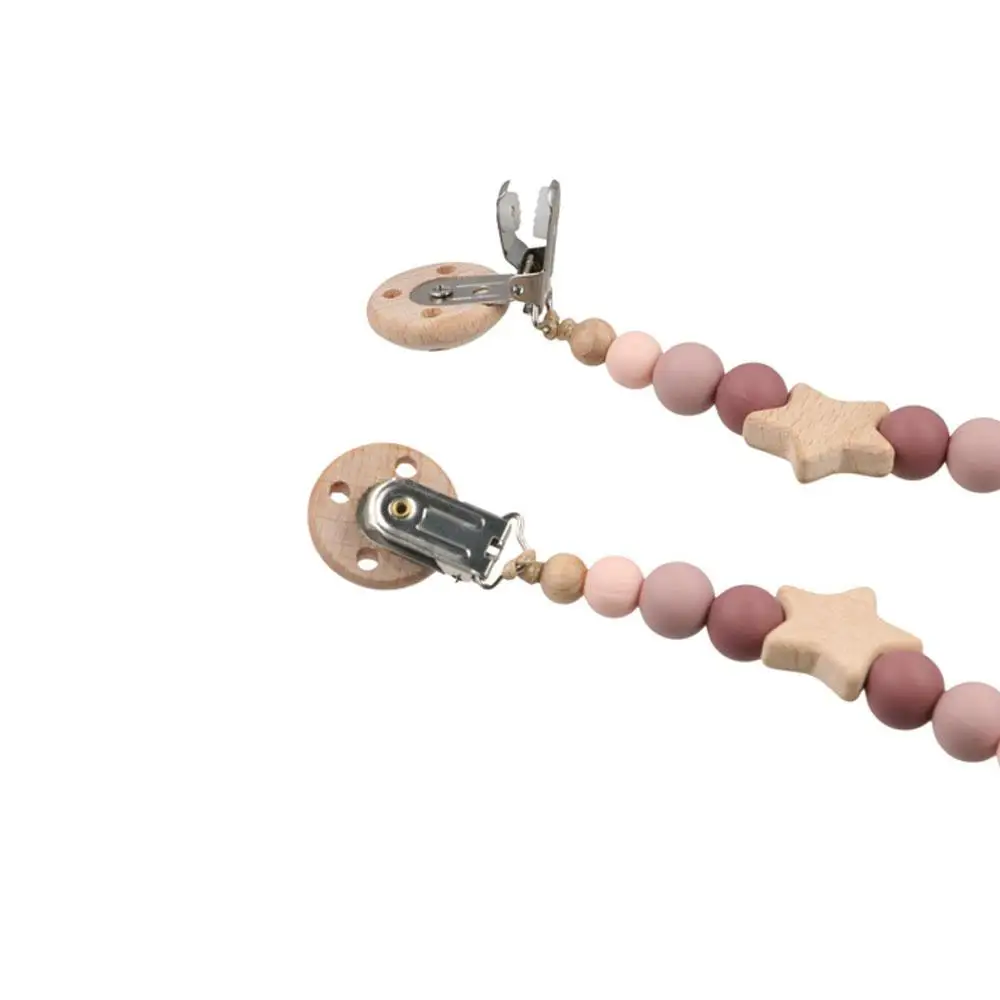 

Baby Cute Children Toddler Wood Soother Holder Pacifier Holder Clips Baby Teether Toys Straps Baby Pacifier Chain Dummy Clips