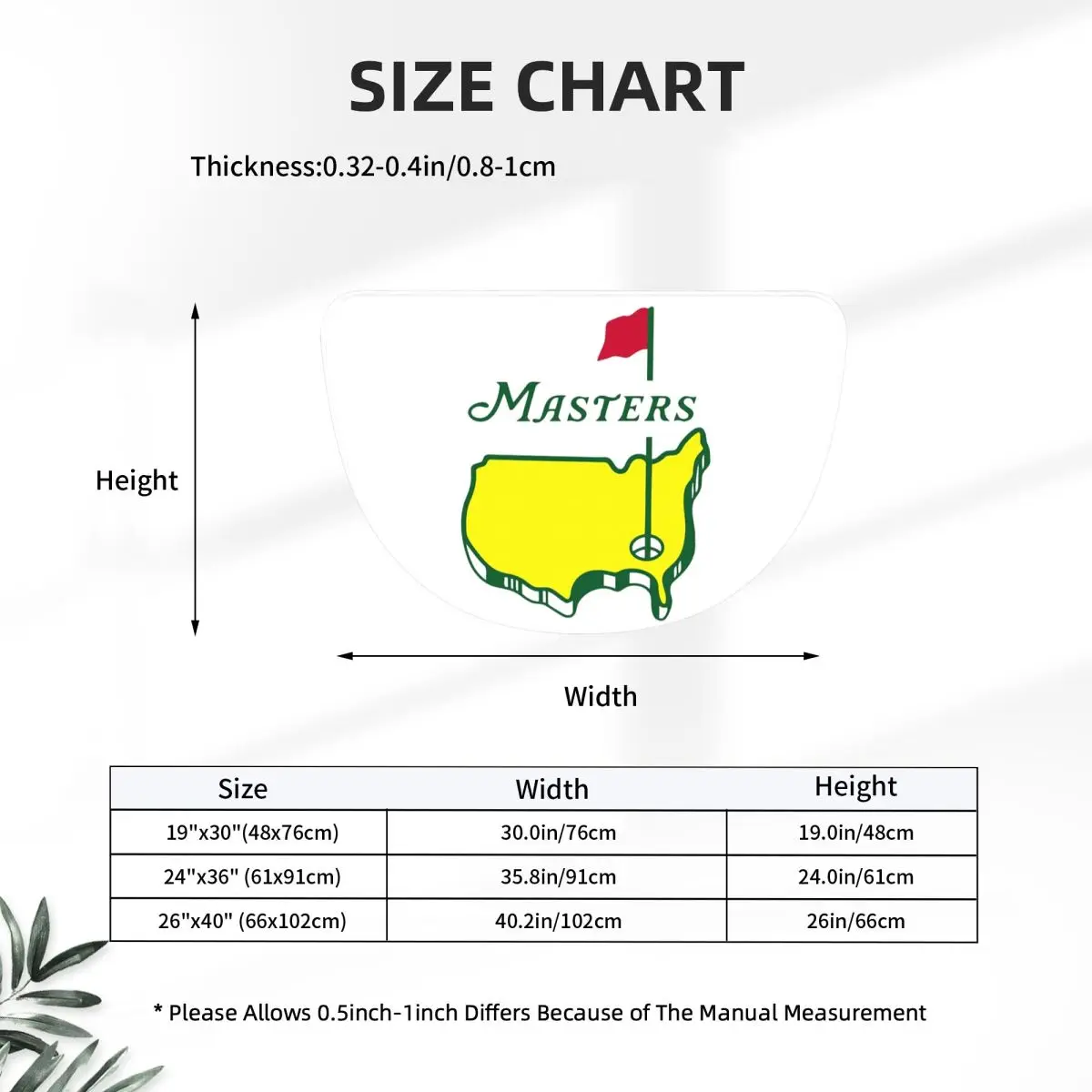 Masters - The Masters 2022 - Augusta National - Au Soft Flannel Half Round Doormat Non Slip Bathroom Mat Absorbent Floor Carpet