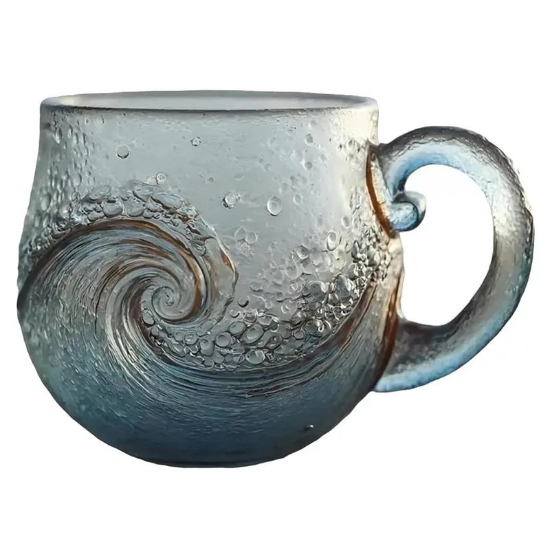 

ABUH-Wave Glass 12Oz Wave Glass Идиографическая текстурированная тематическая кружка для любителей пляжа