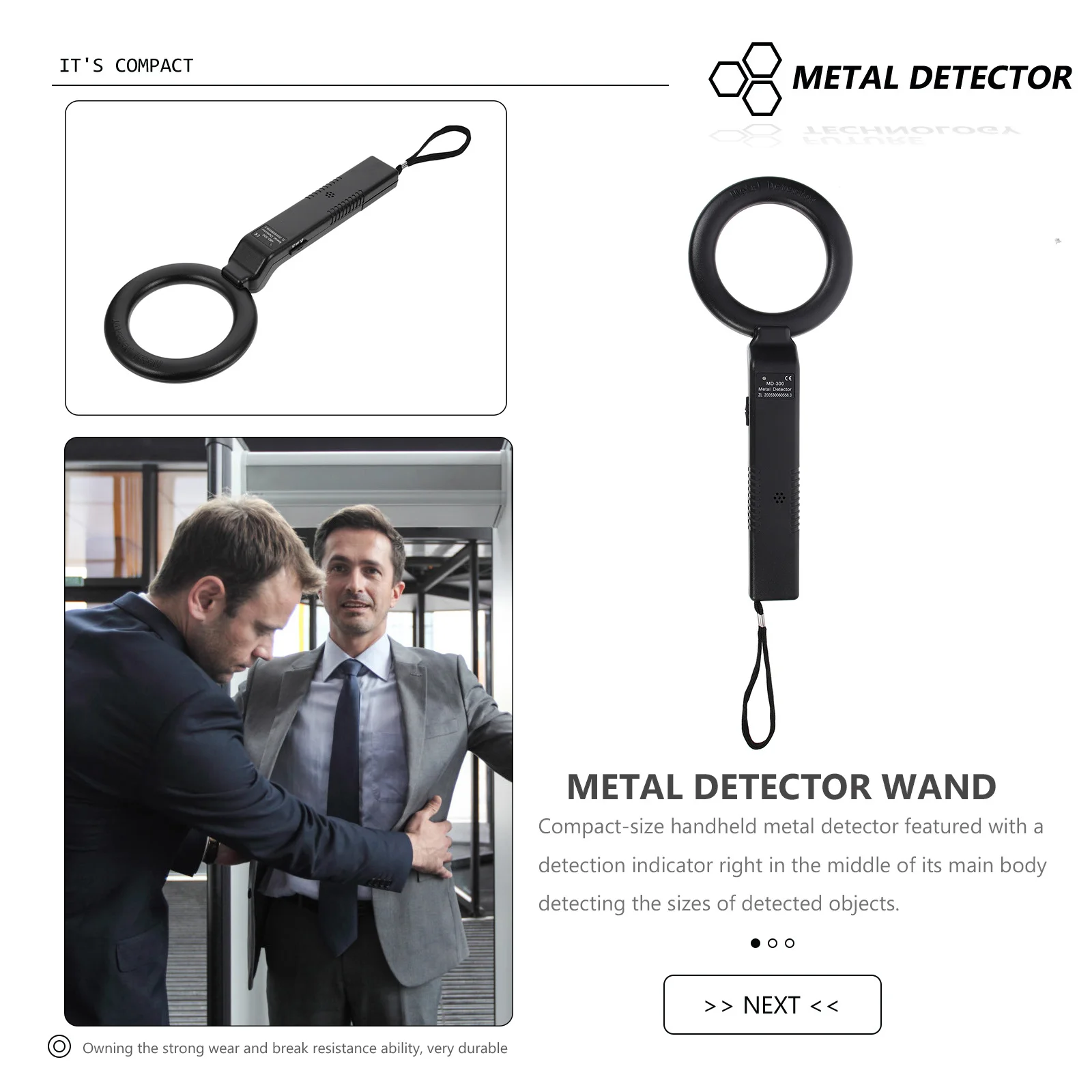 

Handheld Metal High Accuracy Security Detection Device with Built-in Induction Coil for Hotel Mall Outdoor Metal