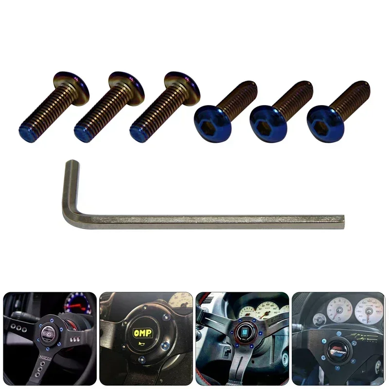 6Pcs Bolts Screw Kit Steering Wheel For Momo Nardi Personal NRG Sparco Flat Head view 5