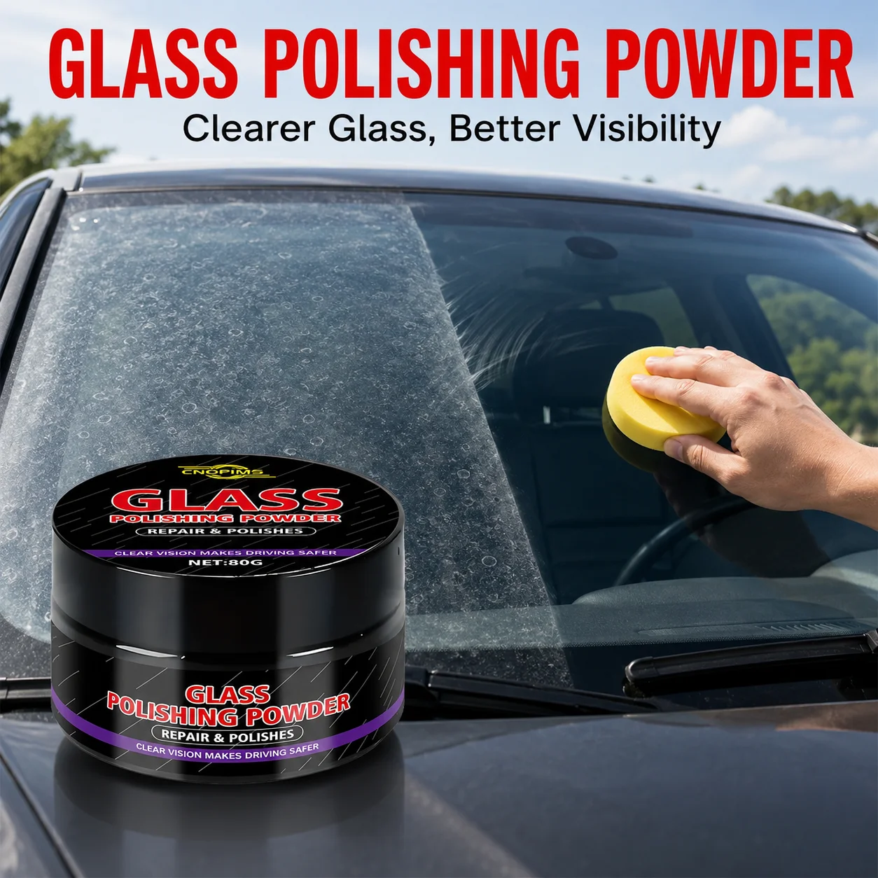Glass Polishing Powder for Car Windshield Mirror Window Headlight Scratch Repair and Surface Restoration