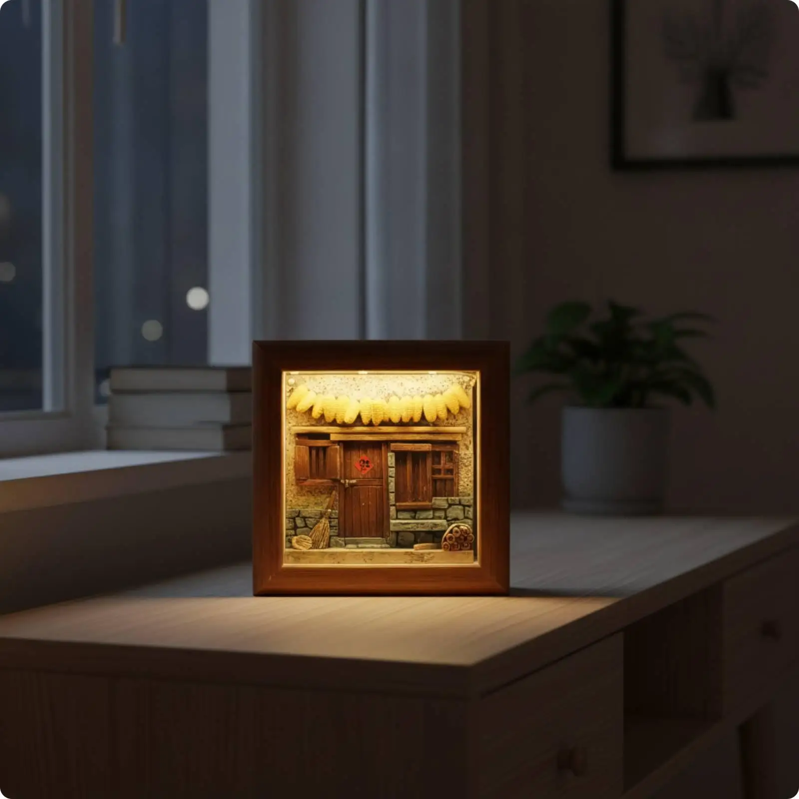 Farmhouse Night Light Touch Switch 3D Embossed Village Light 3 Brightness Levels