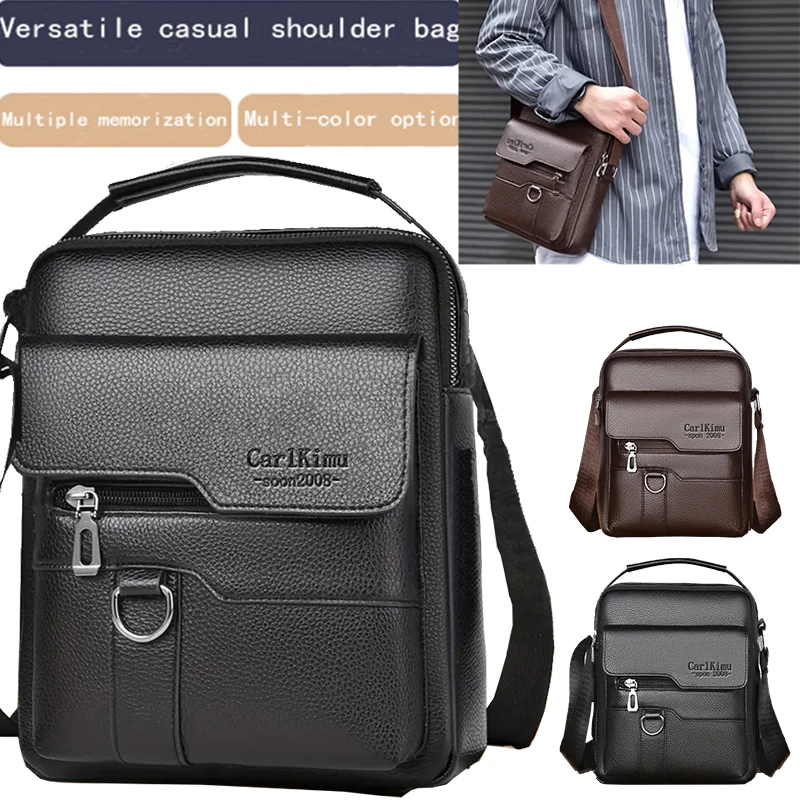 Men's Single-Shoulder Crossbody Bag Is Suitable for Business Travel and Can Be Carried by Hand Made of Pu Material.