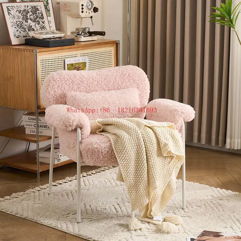 Home Leisure Lazy Sofa Chair Hotel Balcony Lamb Fleece Designer Creative Single Sofa Chair