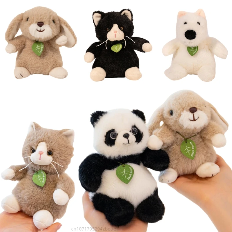 

13cm Cute Animal Long Ear Rabbit Plush Doll Mini Simulation Cat West Highland Panda Plush Toy Home Decor Gift For Boys And Girls