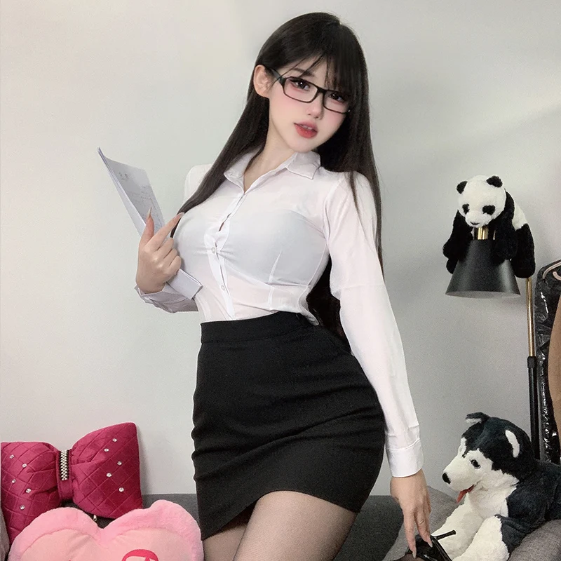 

Sexy Secretary OL Pure Desire Spicy Girl irt Slim Fit Waist Cinching Women's No Strip Butt Skirt orm Set
