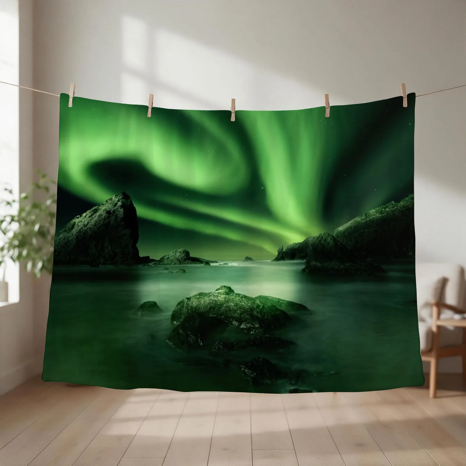 Aurora Northern Lights Reflection Throw Blanket couch cozy soft plush fuzzy picnic outdoor blanket