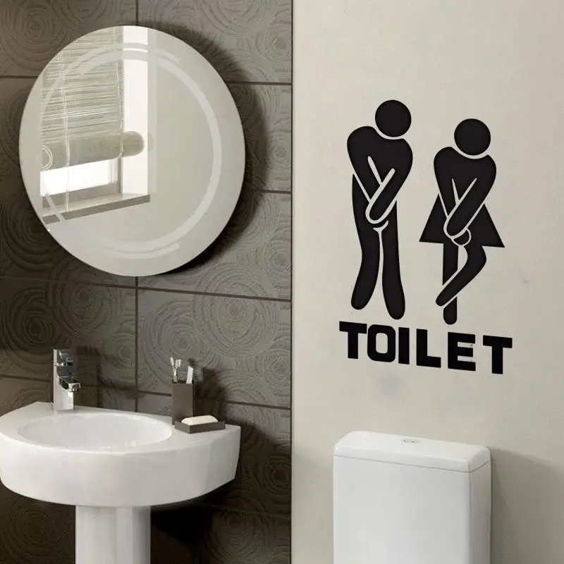 Waterproof Toilet Wall Sticker Removable Self Adhesive Durable PVC WC Decal for Restroom Renters Decor Easy to Apply