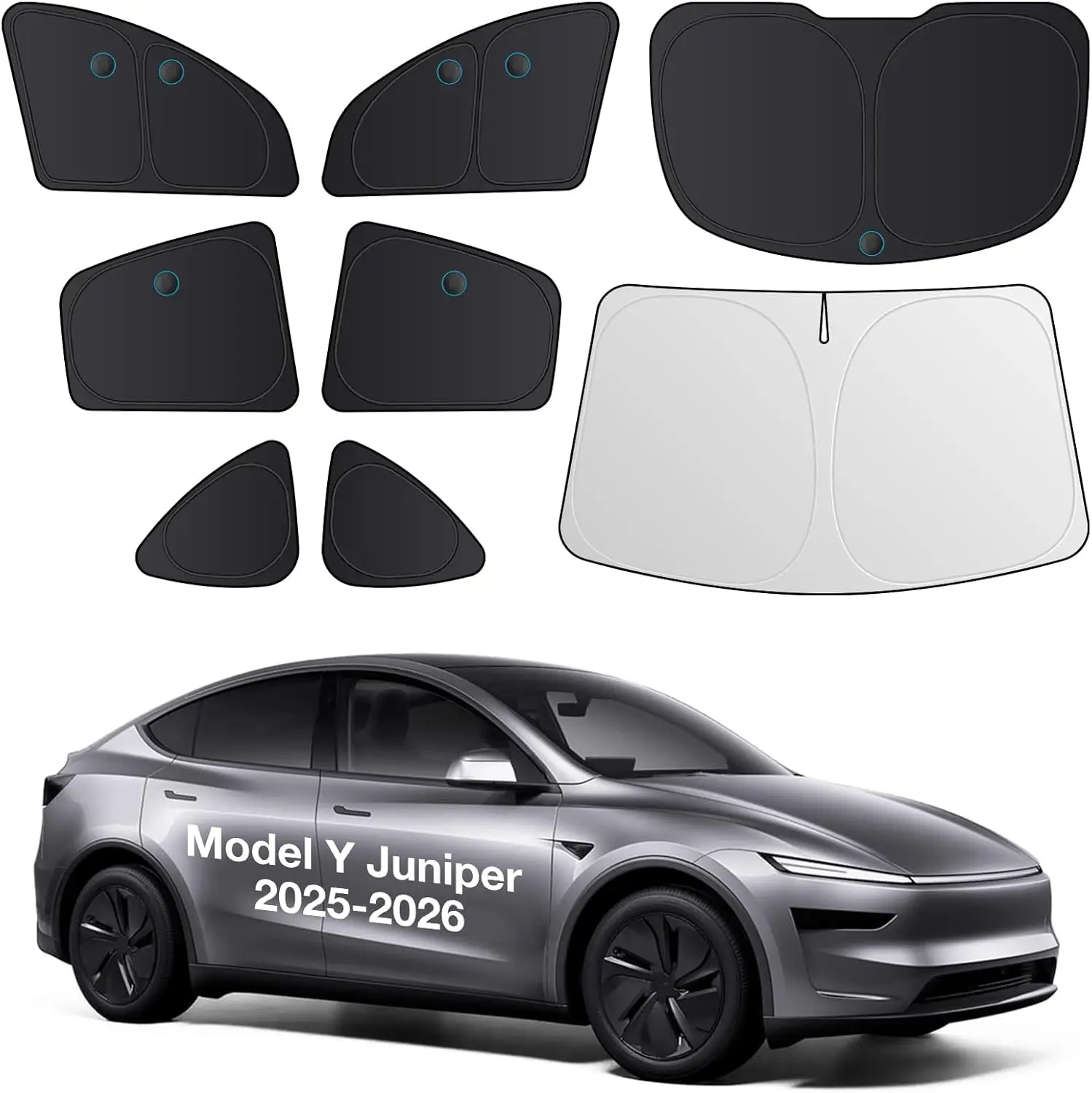 

Upgrade 8PCS Full Set Window Sunshade for Tesla Model Y Juniper 2025-2026, Ice-Crystal Tech for Sun Block and Privacy