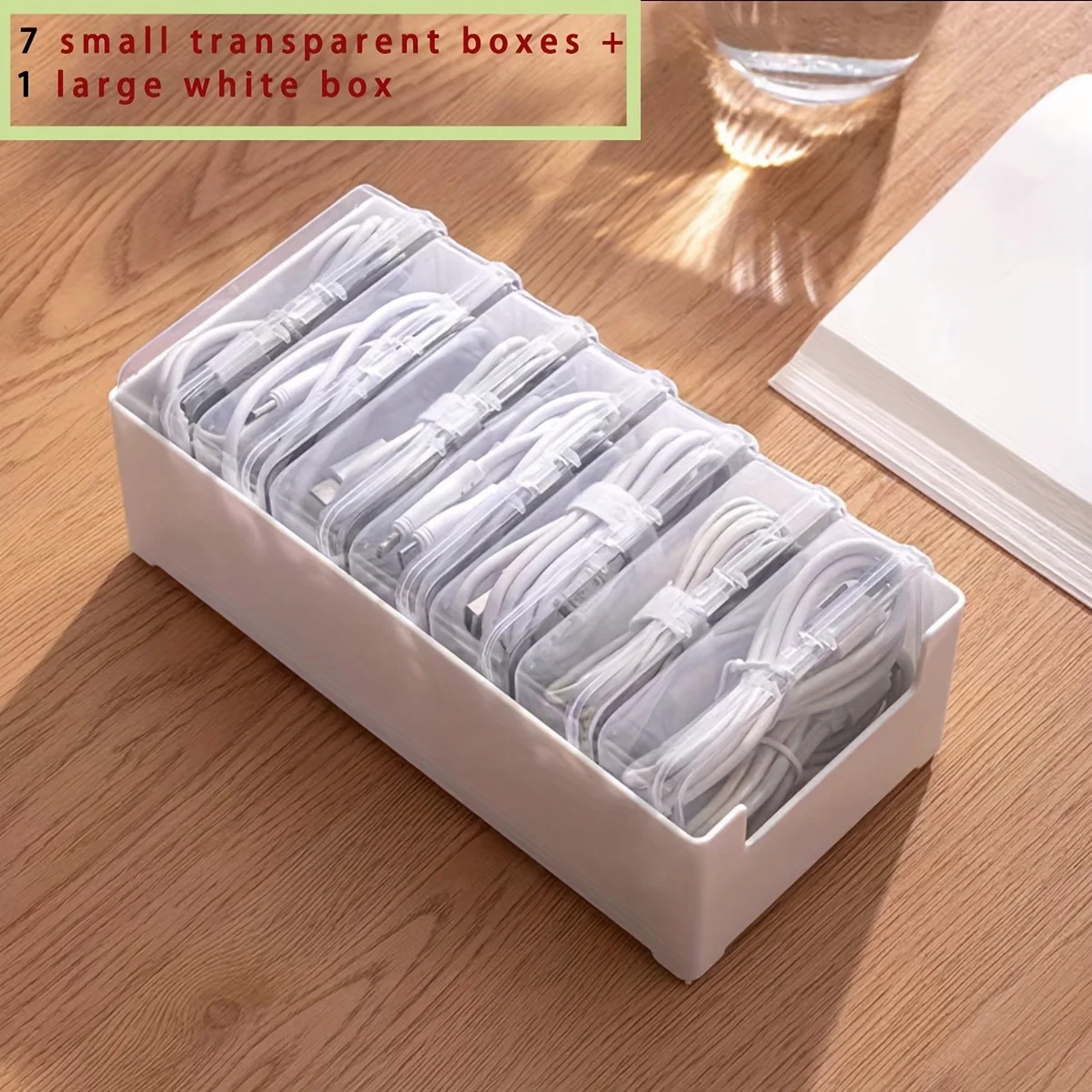 1PC Data Cable Storage Box Home Phone Charger Separate Storage Box Desktop Cable Organizer Multifunctional Storage Organizer