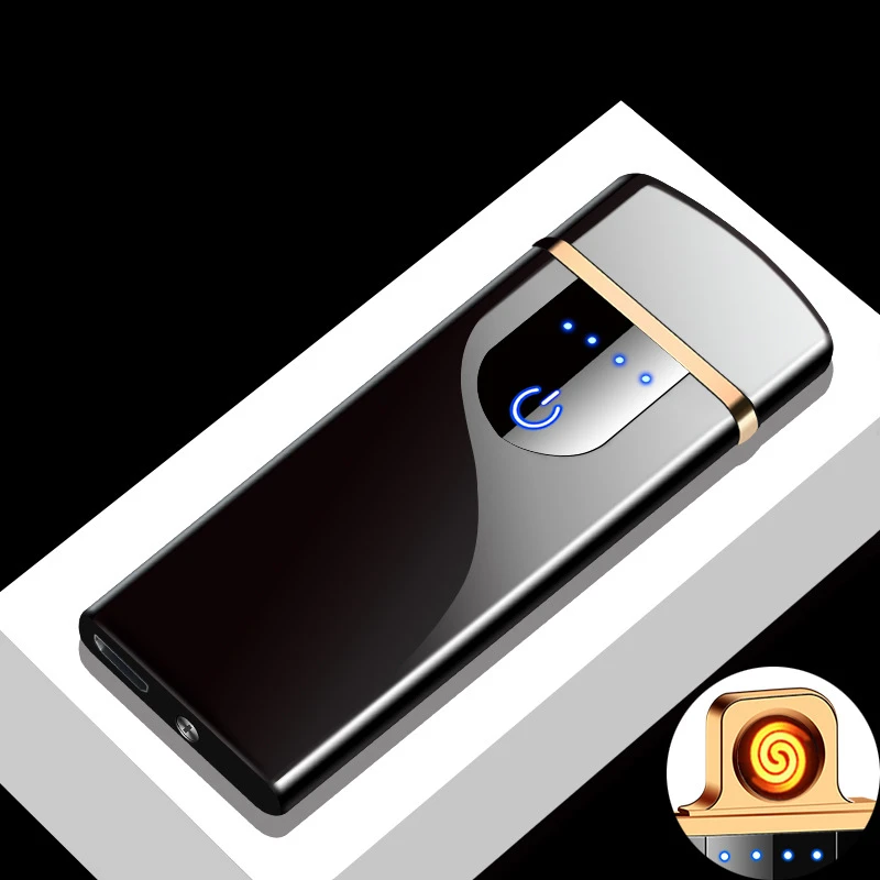

Hot Smart Windproof Electric Metal Lighter Flameless Plasma Lighter Usb Rechargeable Double Arc Led Power Display Touch Lighter