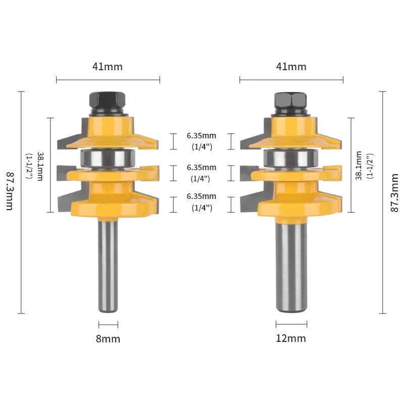 YUSUN 8MM 12MM 12.7MM Shank Chamfer Cutter Router Bit Woodworking Milling Cutter For Wood Bit Face Mill Carbide Cutter End Mill