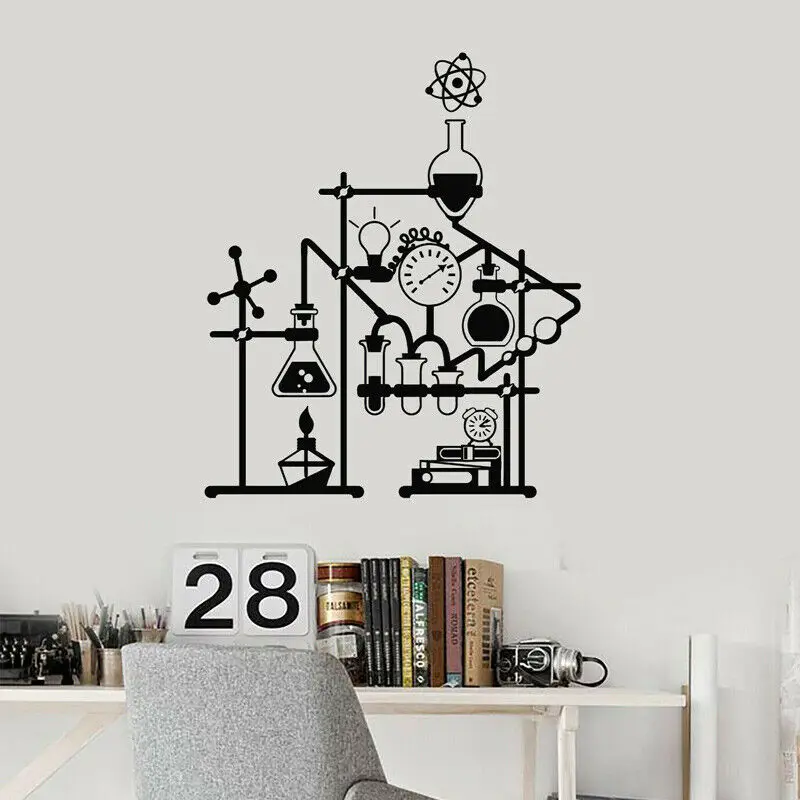 Chemistry School Science Chemical Laboratory Wall Stickers Vinyl Removable Self-adhesive Art Wall Decals Classroom Murals A961