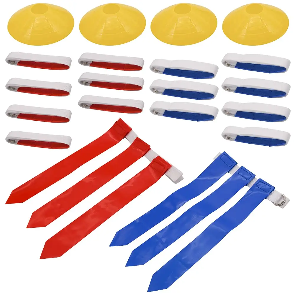 

Flag Football Belts and Flags,1 Set Includes 14 Belts,42 Flags and 4 Cones,Easy Tear Away Belt