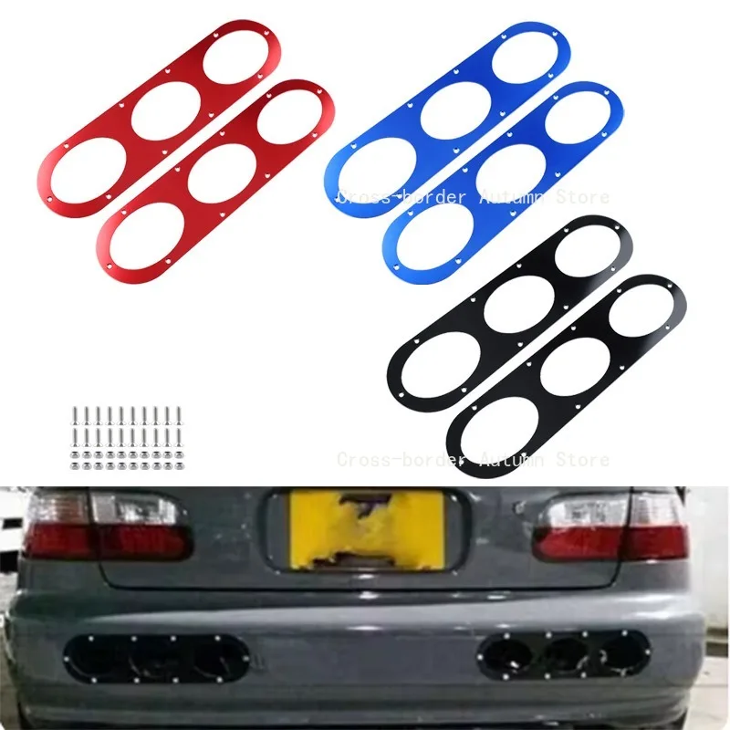 2Pcs Car Rear Bumper Diffuser Three Hole Aluminum Alloy Air Flow Vent Decorative Plate Racing Modification Accessory