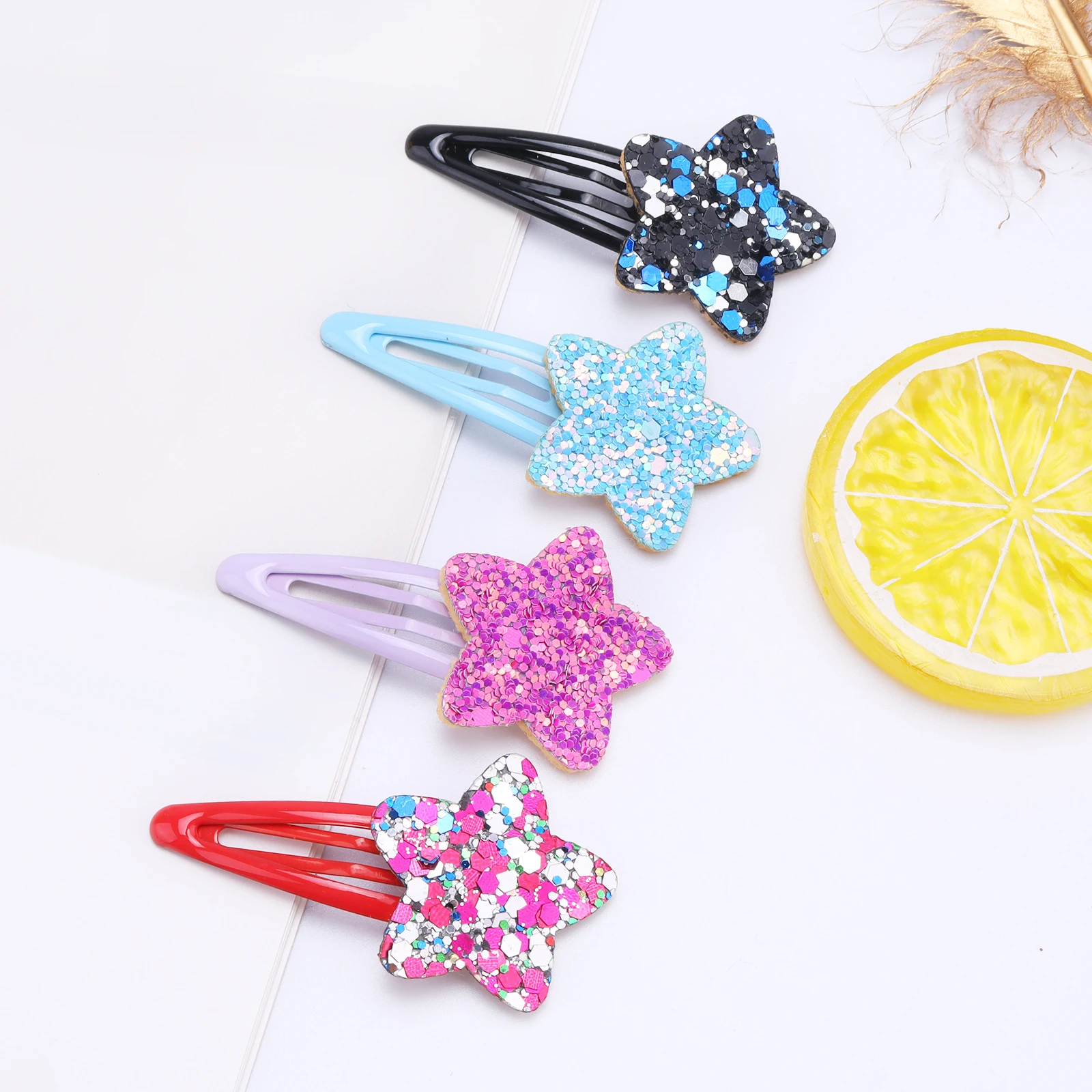 18pcs Glitter Sparkle Hair Clips for Girls Star Heart Sequins Heart  Clips Butterfly Rainbow Ponytail Accessories