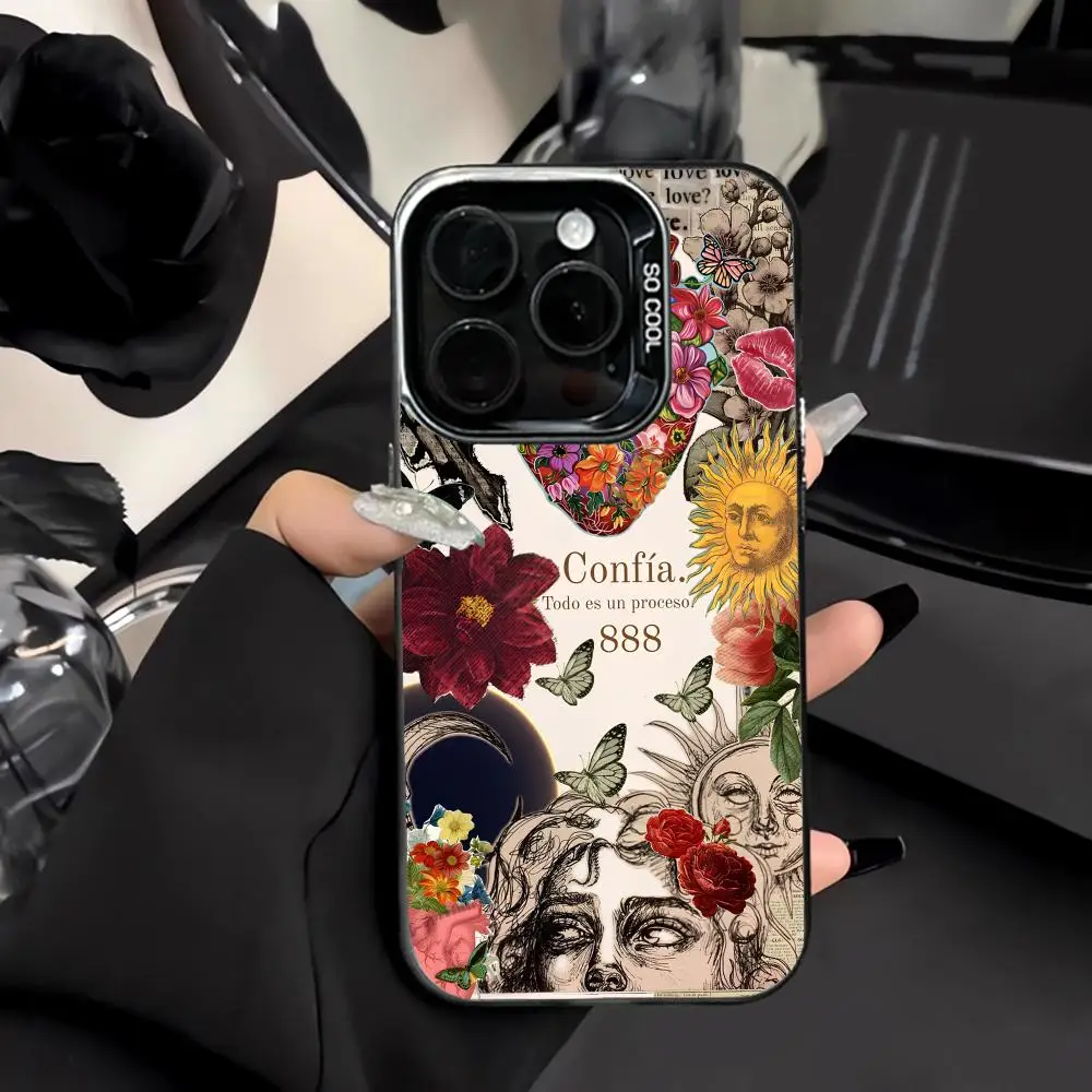 

Flower and Butterfly Design Phone Case Shockproof and Anti Slip Frosted Suitable for iPhone 16 15 14 13 12 11 Pro Max Plus Mini