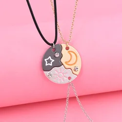 Luoluo&baby 3Pcs/set Sun Moon Star Pendant Necklace for Girl Kids Friendship BFF Necklaces Best Friend Jewelry Gifts