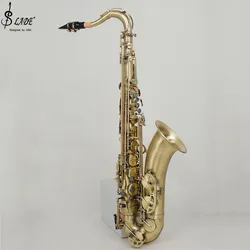SLADE Tenor Saxophone Cyan Antique Engraved Pattern Saxophone Abalone Shell Keys with Reed Gloves Cleaning Cloth Accessories