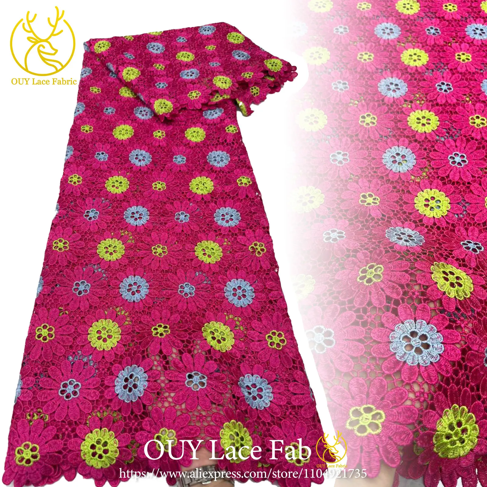 

5 Yards Of The Latest African Rope-Braided Lace Fabric 2026 Embroidered Lace Fabric Nigerian Water-Soluble Sewing Materials