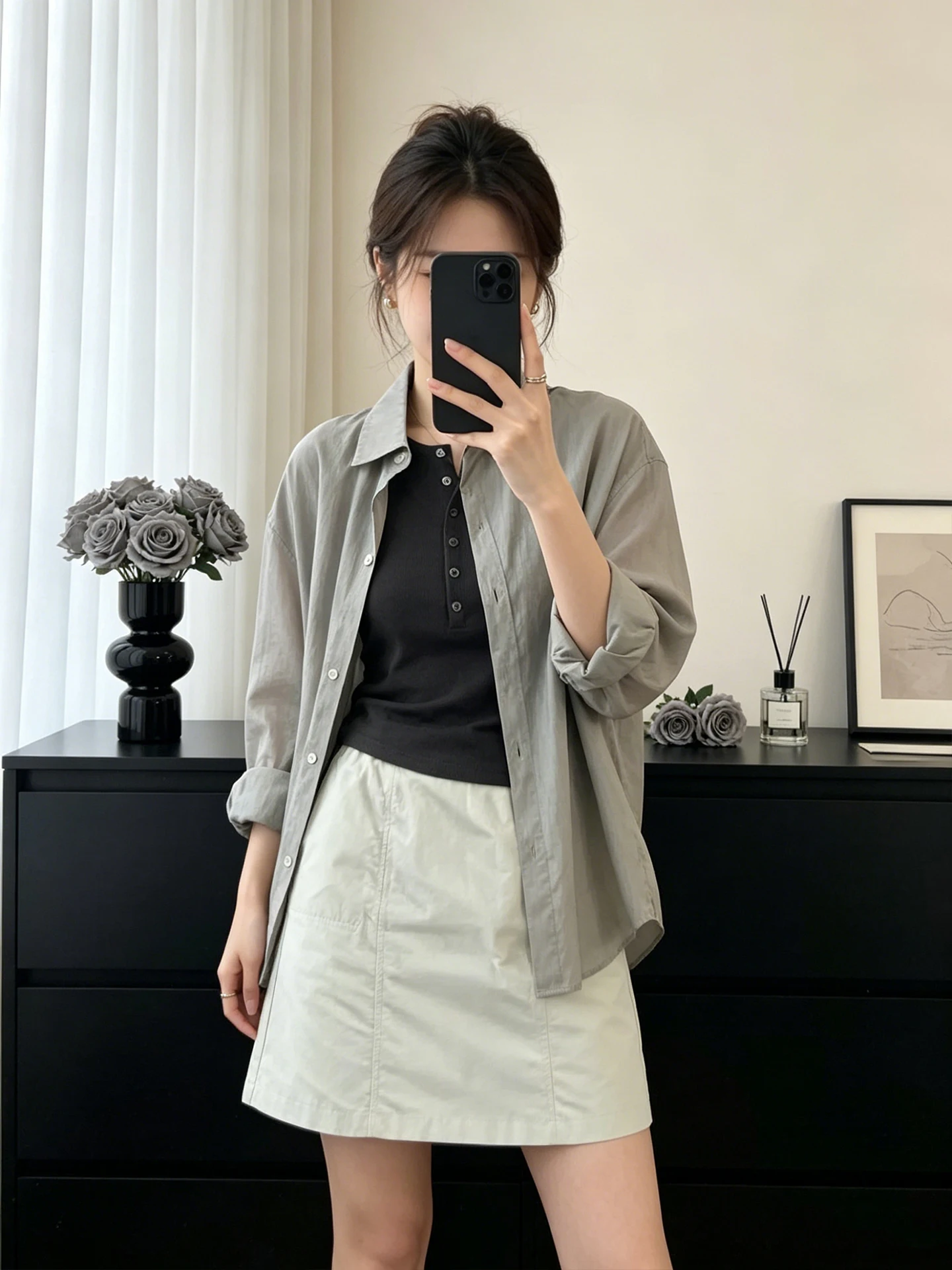 plus Size Casual Loose A-Line High Waist Skirt Women's Summer Elastic Waist Short Skirt Korean Workwear Style Casual Skirt